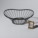 وعاء معدني شبكي أسود أنيق للفواكه وتخزين الطعام – سلة ديكور للمطبخ وغرفة الطعام