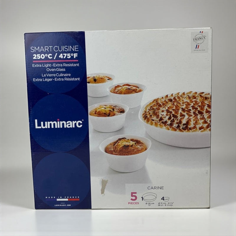 Luminarc Smart Cuisson oven glass packaging with images of dishes on a white background