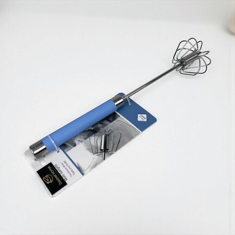 Handheld whisk with blue handle on a white background available at cupindy.com