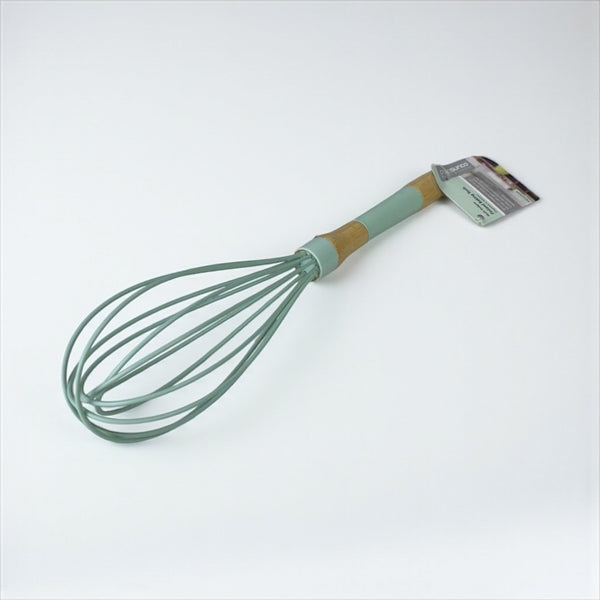 Green whisk with a brown handle on a white background available at cupindy.com