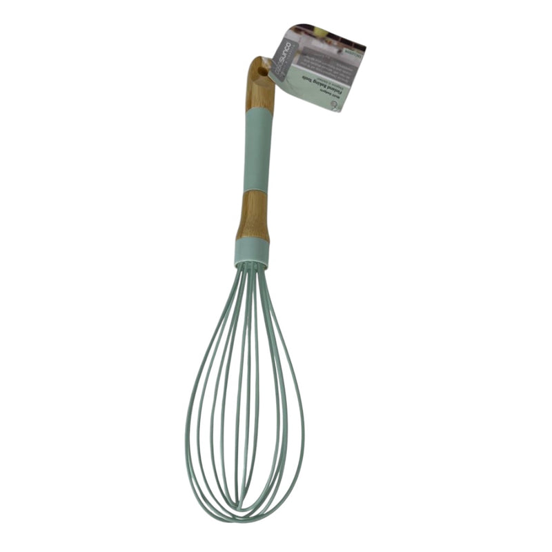 Kitchen whisk with a light blue handle on a white background available at cupindy.com