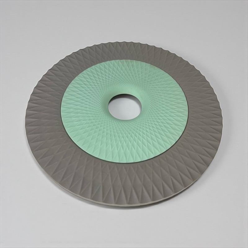 Disc with green center and gray rim on a light gray background available at cupindy.com