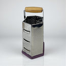 Rectangular metal grater with a wooden handle on a white background available at cupindy.com