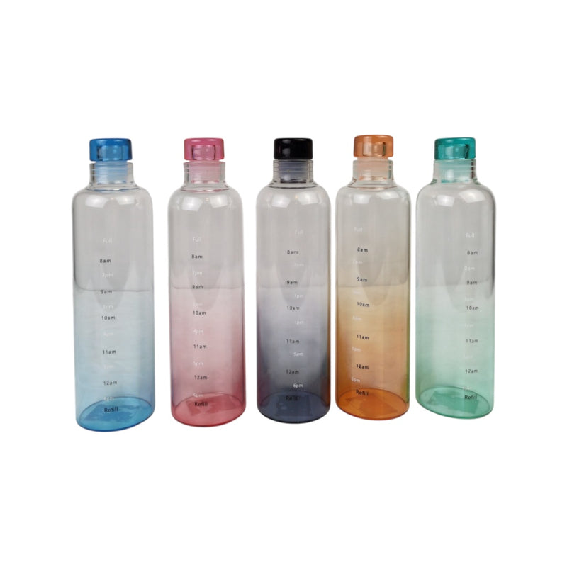 550ml Gradient Glass Water Bottle with Measurement Markings and Leak-Proof Cap – Selective Colors