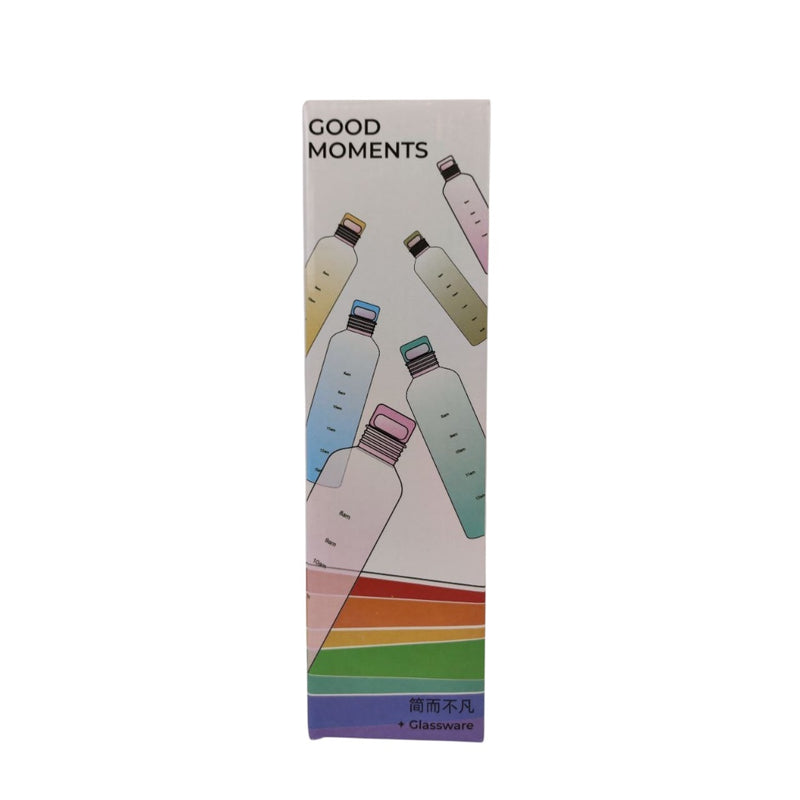 550ml Gradient Glass Water Bottle with Measurement Markings and Leak-Proof Cap – Selective Colors