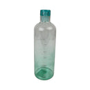 Clear water bottle with a green gradient and measurement markings on a white background