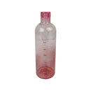 Gradient water bottle with pink top and clear body on a white background