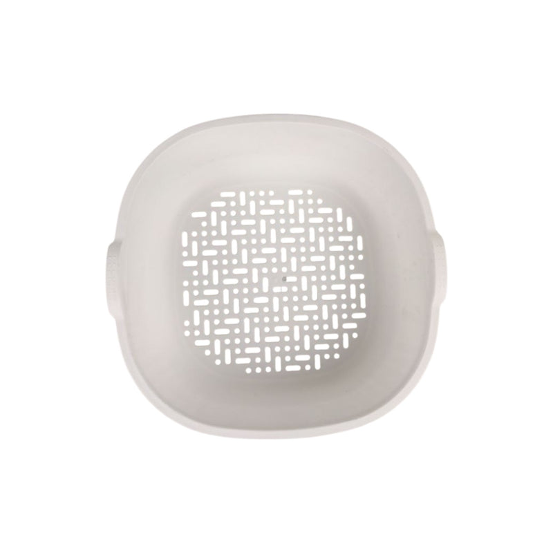 White square object with a grid pattern on a white background
