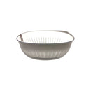 Gray colander on a white background