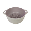 Gray fruit basket with handles on a white background