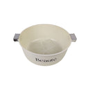 Beige colander with 'Beaçé' branding on a white background