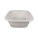 White plastic food container on a white background