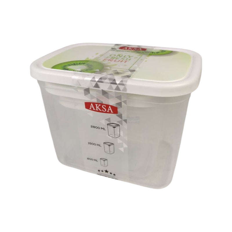 White container with a lid featuring the AKSA brand on a white background