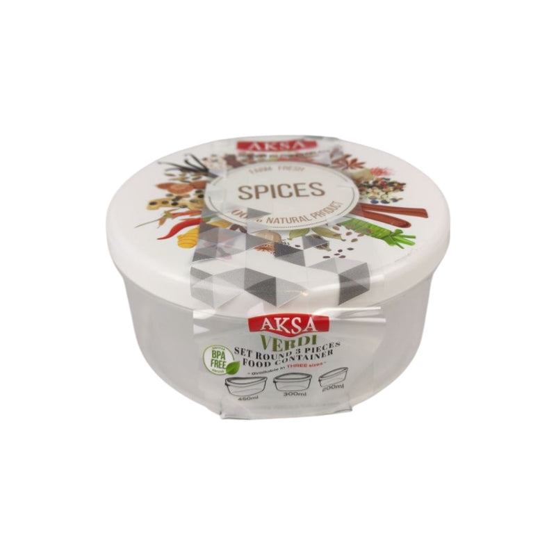 Aksa spices container with decorative lid on a white background