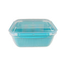 Turquoise plastic container with a transparent lid on a white background available at cupindy.com