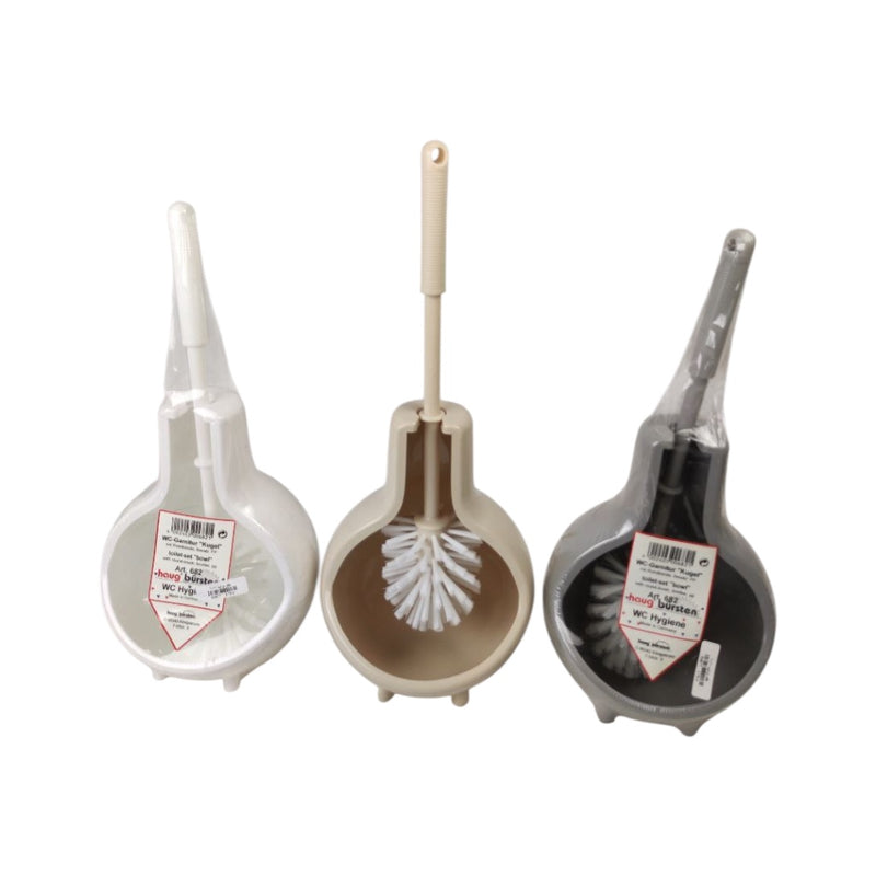 Three cleaning brushes with different bristle designs on a white background
