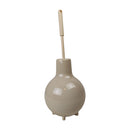Beige ceramic incense burner with a stick on a white background