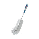 Cleaning brush with a long handle on a white background