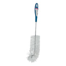 Cleaning brush with blue handle on a white background