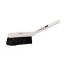 White brush with black bristles on a white background