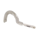 Metal bottle brush with a white handle on a white background