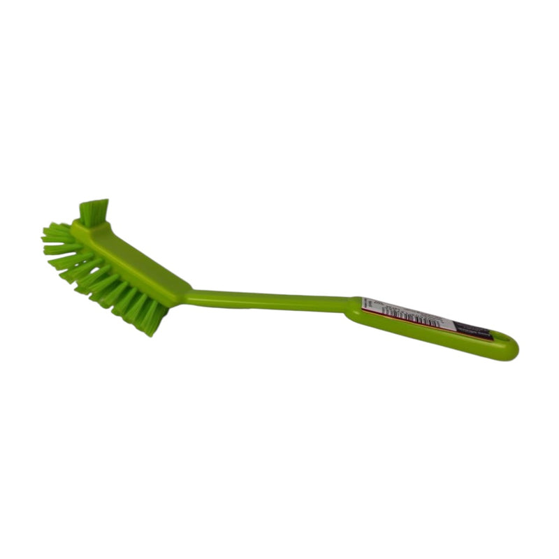 Green brush with a handle on a white background