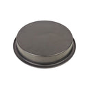 Round metal lid on a white background