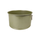 Green metal cup on a white background