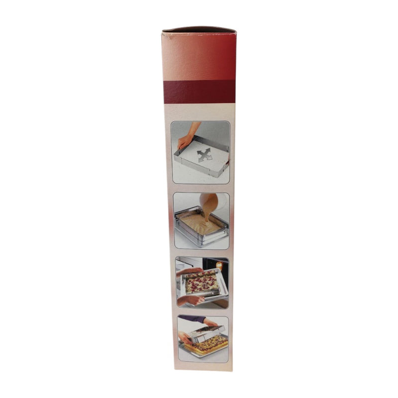Cardboard display stand with images of a product being used on a white background