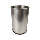 Stainless steel trash can on a white background