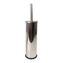 Stainless steel toilet brush with holder on a white background
