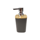 Soap dispenser with black base and wooden top on a white background available at cupindy.com