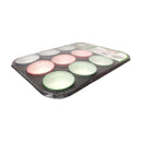 Baking tray with colorful cupcake liners on a white background available at cupindy.com