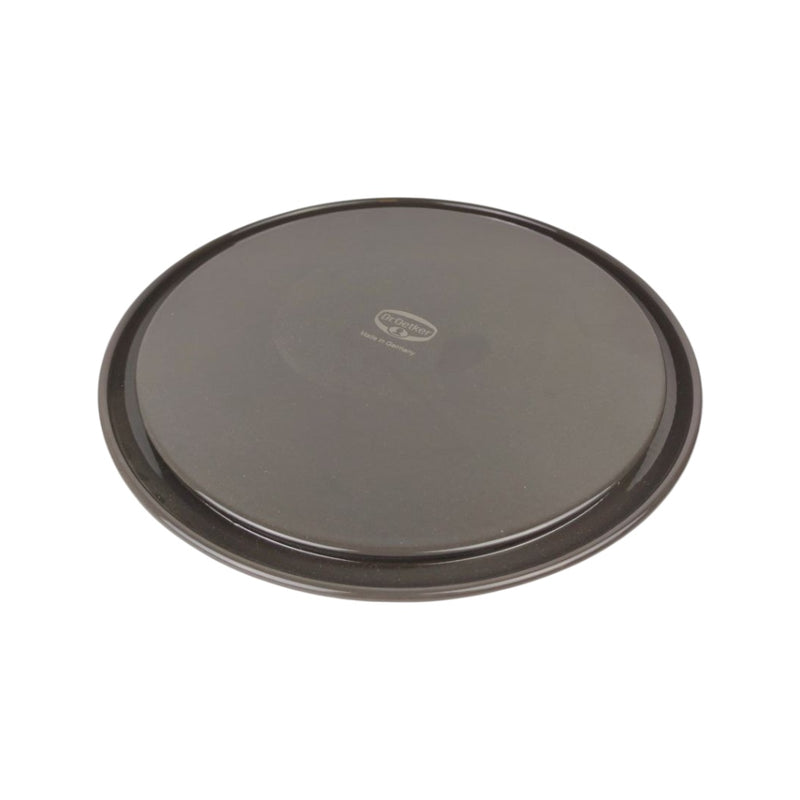 Round black tray with a brand logo on a white background available at cupindy.com