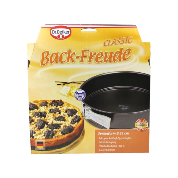 Dr. Oetker 'Back-Freude' baking pan packaging with a cake illustration on a white background available at cupindy.com