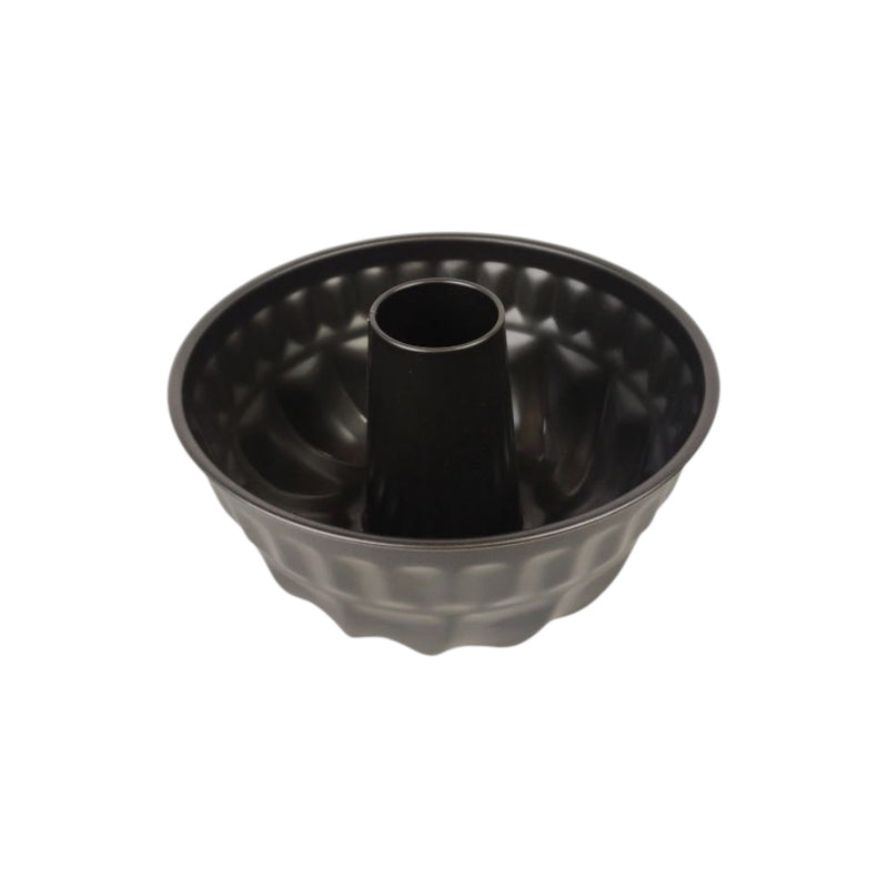 Black Bundt cake pan on a white background available at cupindy.com