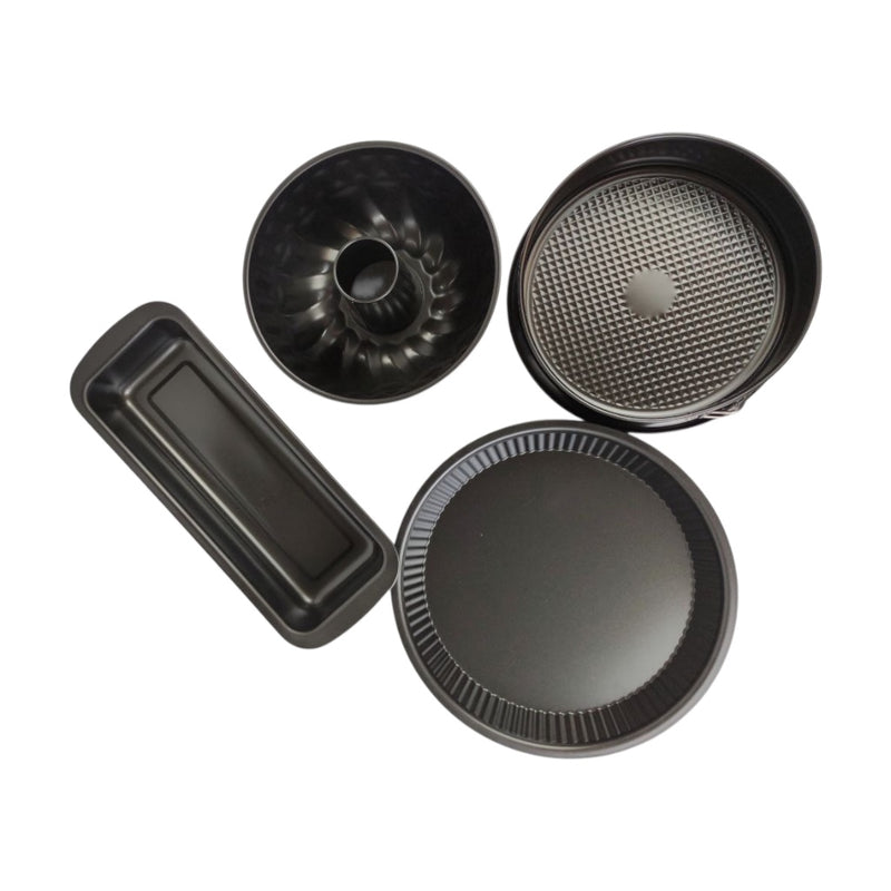 Set of black baking pans on a white background available at cupindy.com