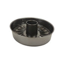 Metal cake pan with a central hole on a white background available at cupindy.com