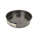 Round metal baking pan with a handle on a white background available at cupindy.com