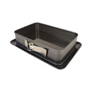 Set of black baking trays with a silver buckle on a white background available at cupindy.com