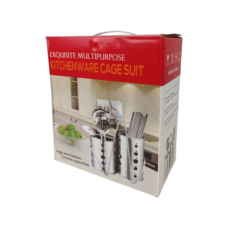 Box of an exquisite multipurpose kitchenware cage suit with a red label and product images on a white background available at cupindy.com