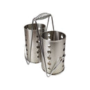 Two metal strainers with handles on a white background available at cupindy.com