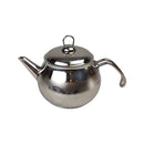 Stainless steel teapot on a white background