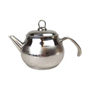 Stainless steel teapot on a white background