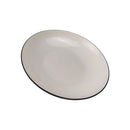 Modern Porcelain Pasta Bowl - 18cm Fluted Soup & Salad Plate with Black Rim