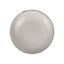 Modern Porcelain Pasta Bowl - 18cm Fluted Soup & Salad Plate with Black Rim