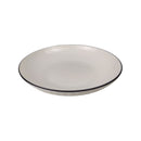 Modern Porcelain Pasta Bowl - 18cm Fluted Soup & Salad Plate with Black Rim
