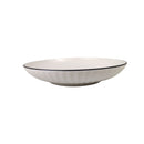 Modern Porcelain Pasta Bowl - 18cm Fluted Soup & Salad Plate with Black Rim