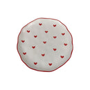 Porcelain Dessert Plate Medium 20cm With Scalloped Edge And Cute Heart Pattern