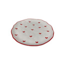 Porcelain Dessert Plate Medium 20cm With Scalloped Edge And Cute Heart Pattern